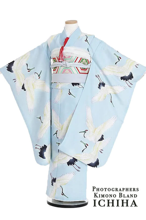 7歳七五三レンタル｜鶴 水色