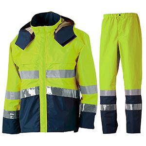 M8920 高視認性レインウェア 上下セット 蛍光イエロー | 【ミドリ
