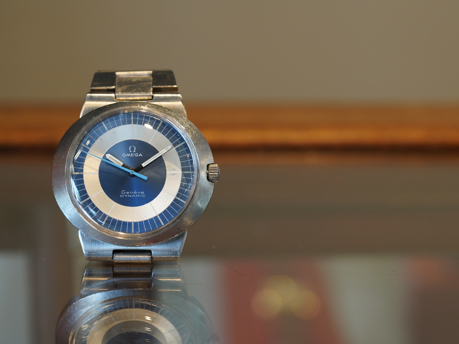 オメガ/ジュネーヴダイナミック/ツートンブルーダイヤル/SS/手巻き/Ref