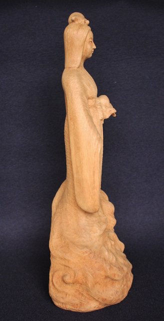 幻の彫刻家 上田直次《木彫辨財天/弁財天》 X133｜骨董店 のびる 古