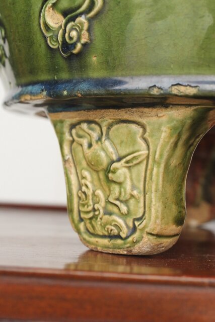 ルス織部 龍兎紋 水盤/瓶掛 P388｜骨董店 のびる 古美術 骨董 和風建具