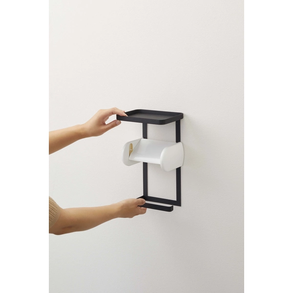 tower】トイレットペーパーホルダー上ラック 2段 タワー ブラック