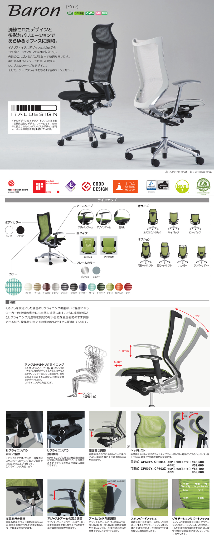 オカムラ(okamura)オフィスチェア バロンチェア(Baron) スタンダード