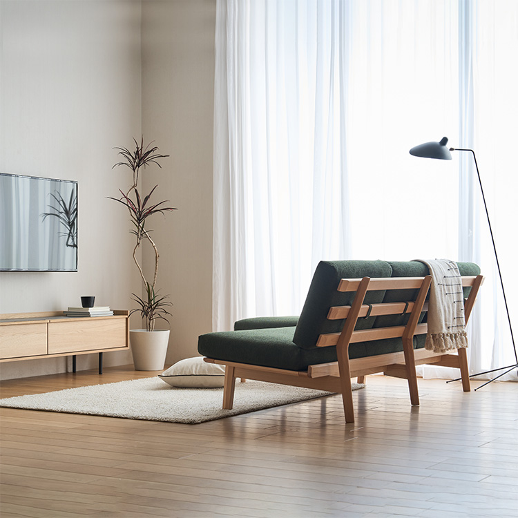 シェーズロングソファ 幅210cm WG3014 シダー ピュアビーチ 通販