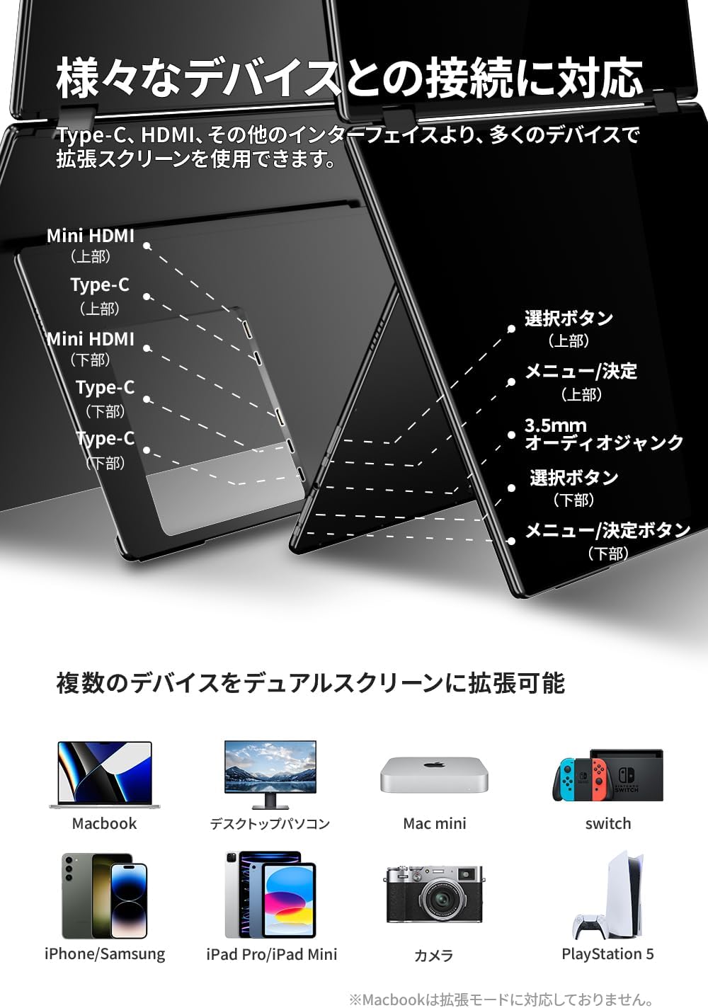 16インチ デュアルモニター 1920 x 1200 60Hz XQ-160NF