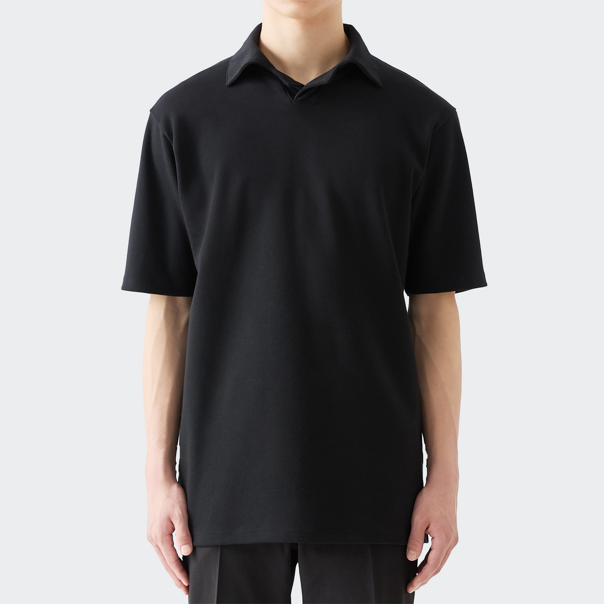 MENS ヘビー 半袖 ポロシャツ BLACK | 高級無地Tシャツ専門店 | EIJI
