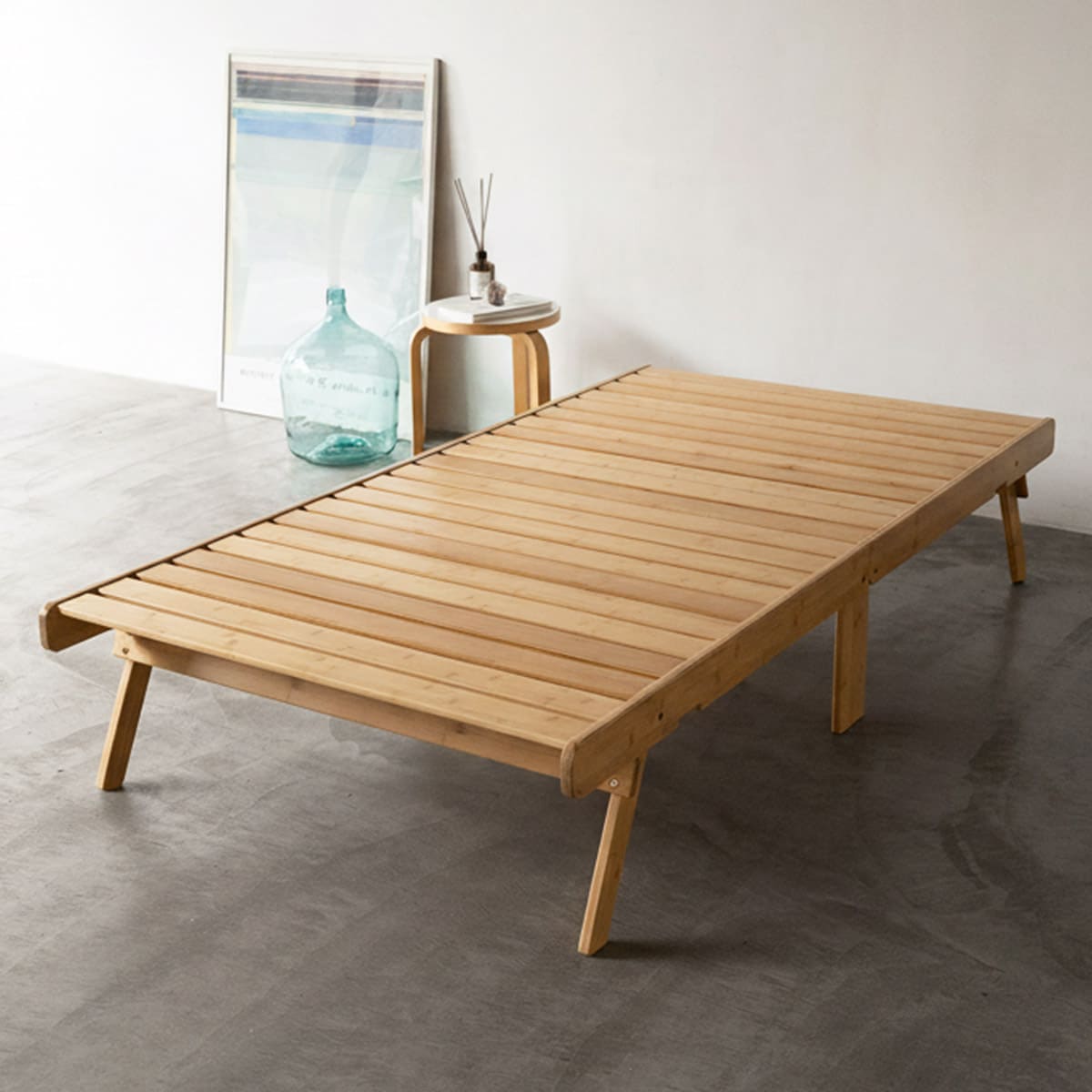 竹製 折りたたみベッド すのこベッド シングル 完成品 天然竹 バンブー