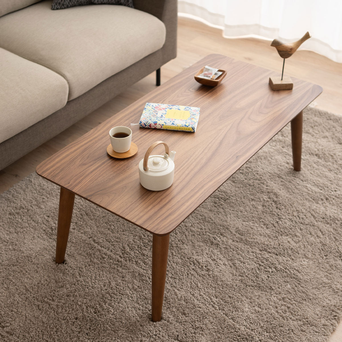 折りたたみテーブル 幅105cm 長方形 角型 木製 天然木 テーブル デスク