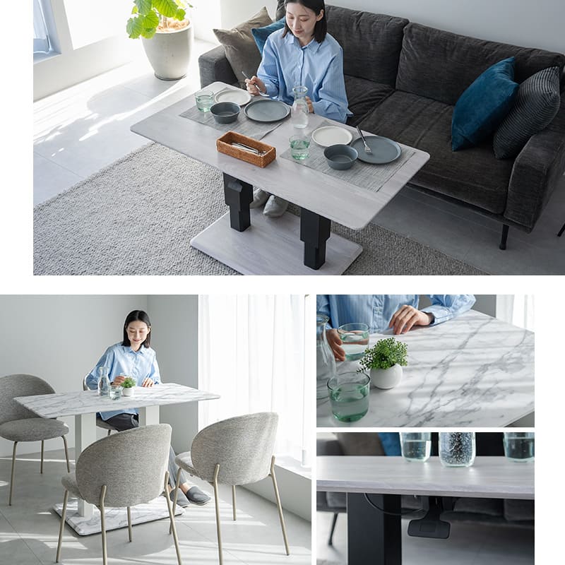 リフティングセンターテーブル 幅120cm ガス圧昇降式 二本脚 | 寝具