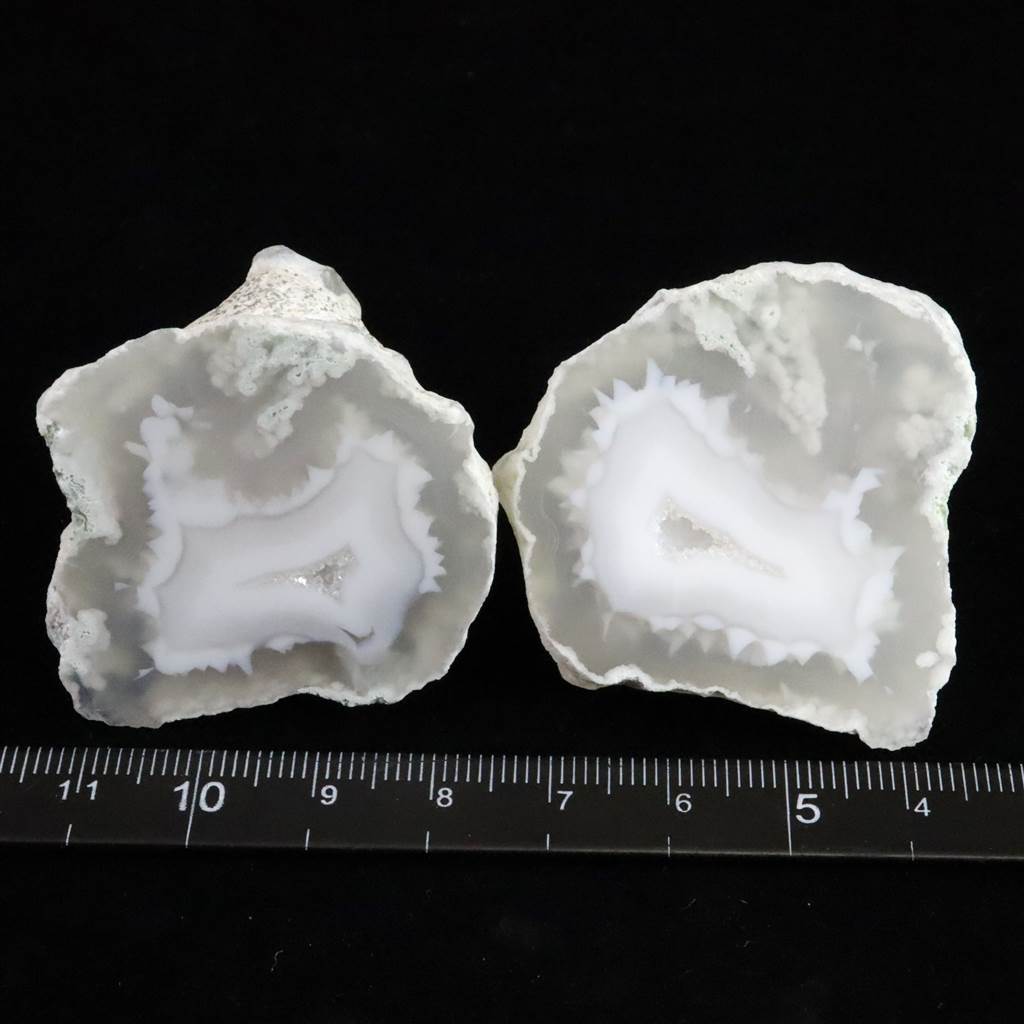 北海道 花石メノウ 瑪瑙 AAAグレード 原石 片面磨き ペア 77.6g (ID