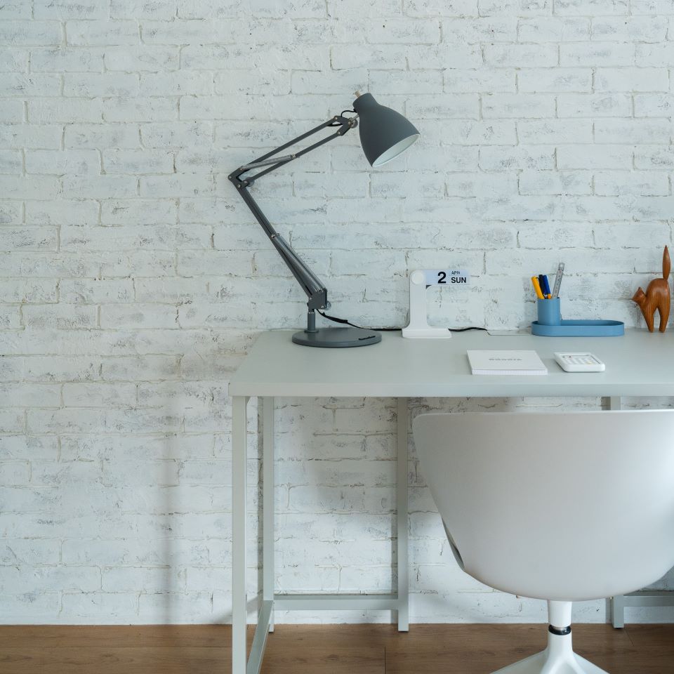 KUUM デスクテーブル120x60cm | メラミングレーホワイト ワークデスク