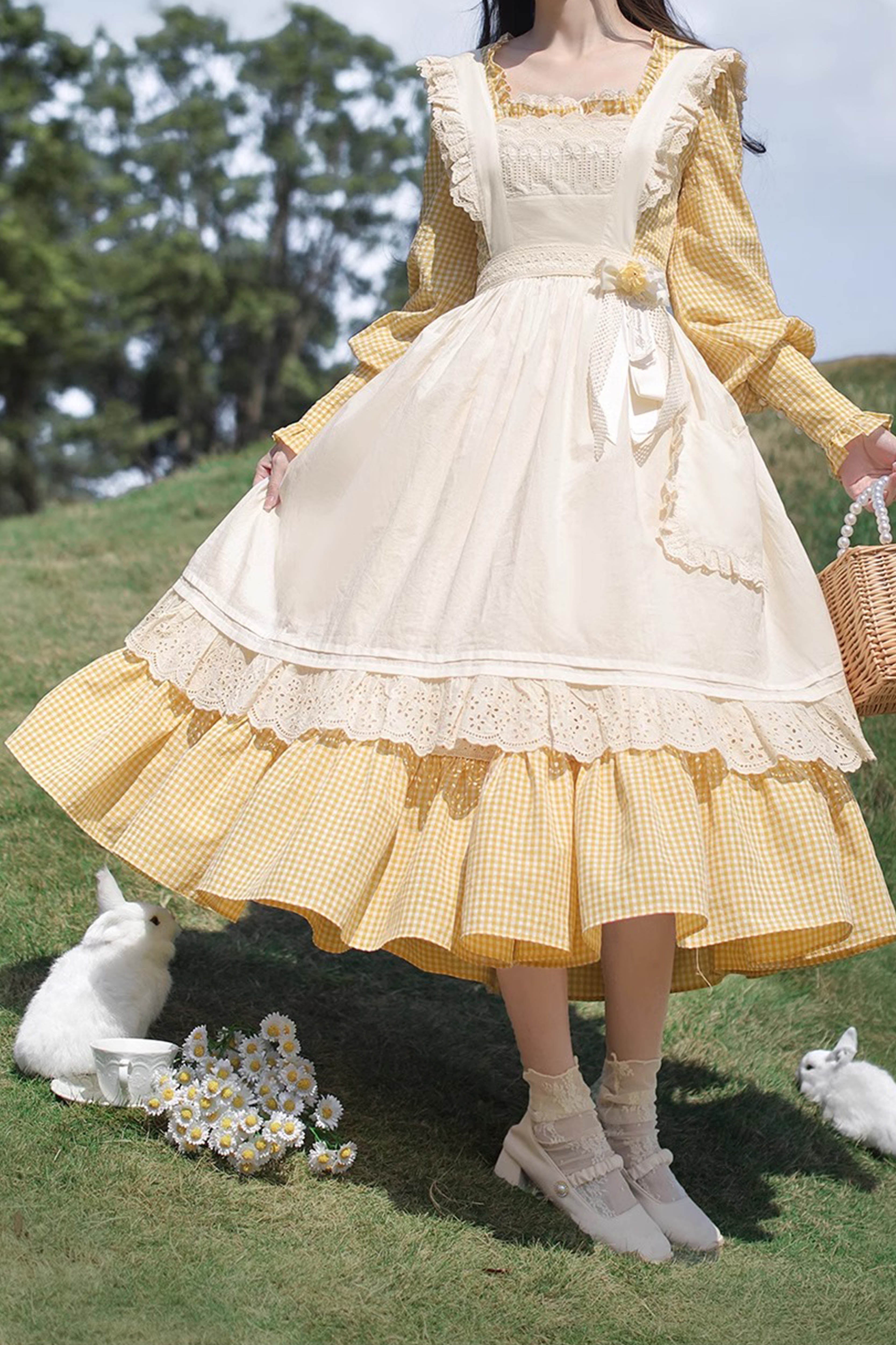 Belle エプロン付きワンピース(長袖ver.)【胡桃木JK】 – Epetice