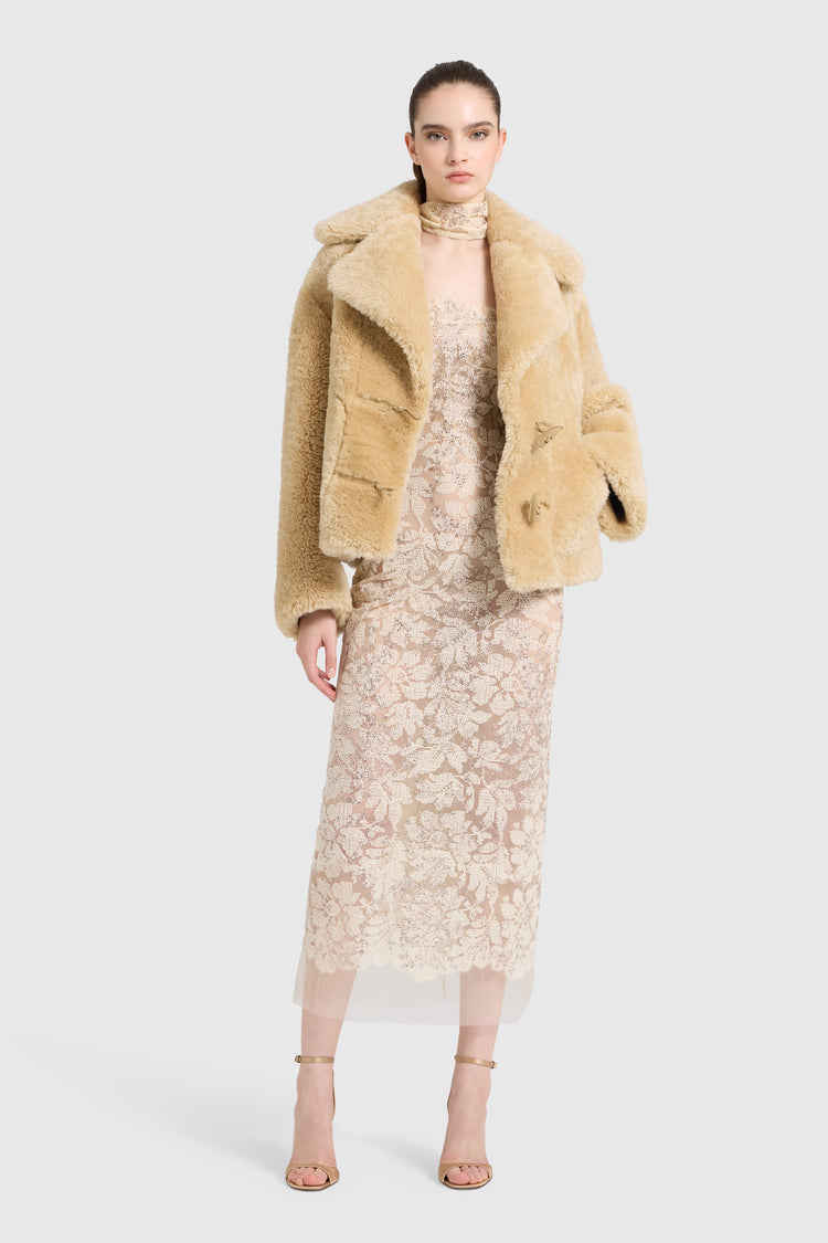 Oversize shearling jacket with hook closure - Ermanno Scervino