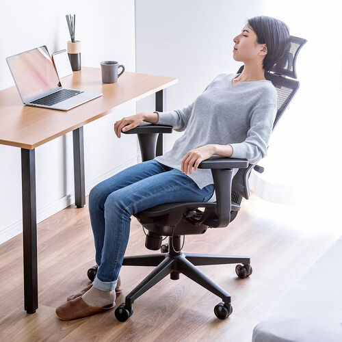 メッシュチェア スリム形状背もたれ シンクロロッキング 3段階