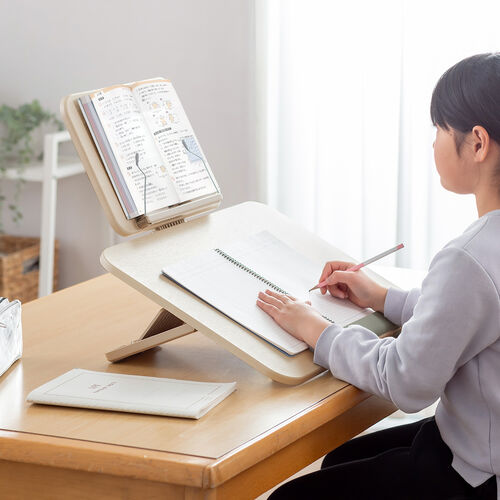 学習台 傾斜台 2層タイプ 6段階 角度調整 ブックスタンド付き 木目柄
