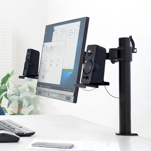 VESA取り付け スピーカースタンド モニター 2ch 収納 24～37インチ程度