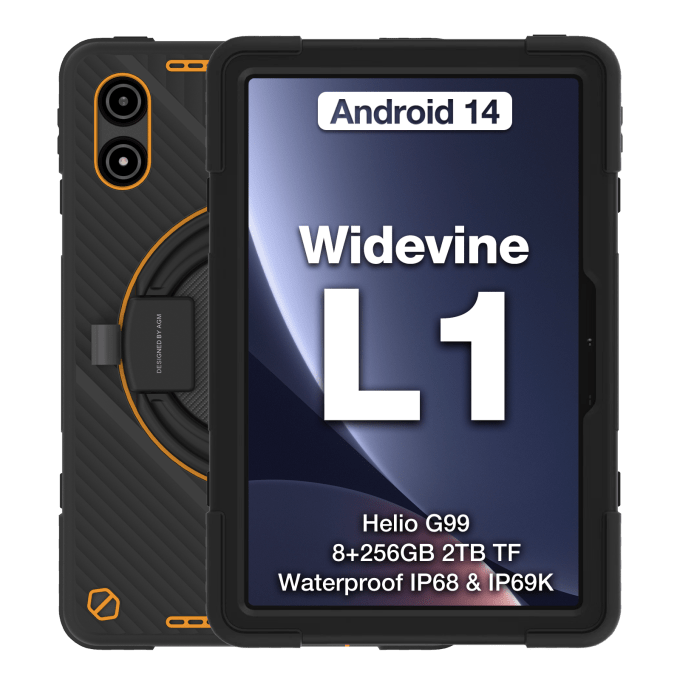 AGM PAD P2 アクティブ | 4G LTE |頑丈 |取り外し可能なケース |ワイド