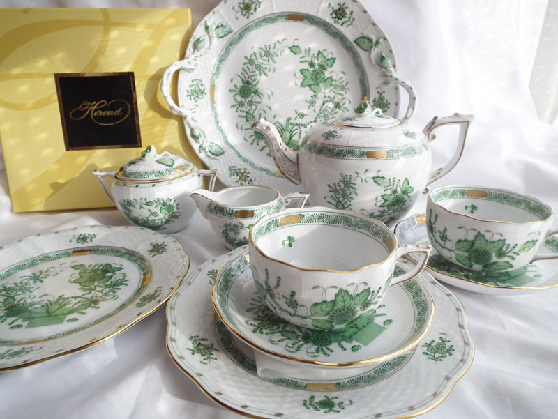 ヘレンド インドの華 大型40cm オーバル ディッシュ パーティ トレイ