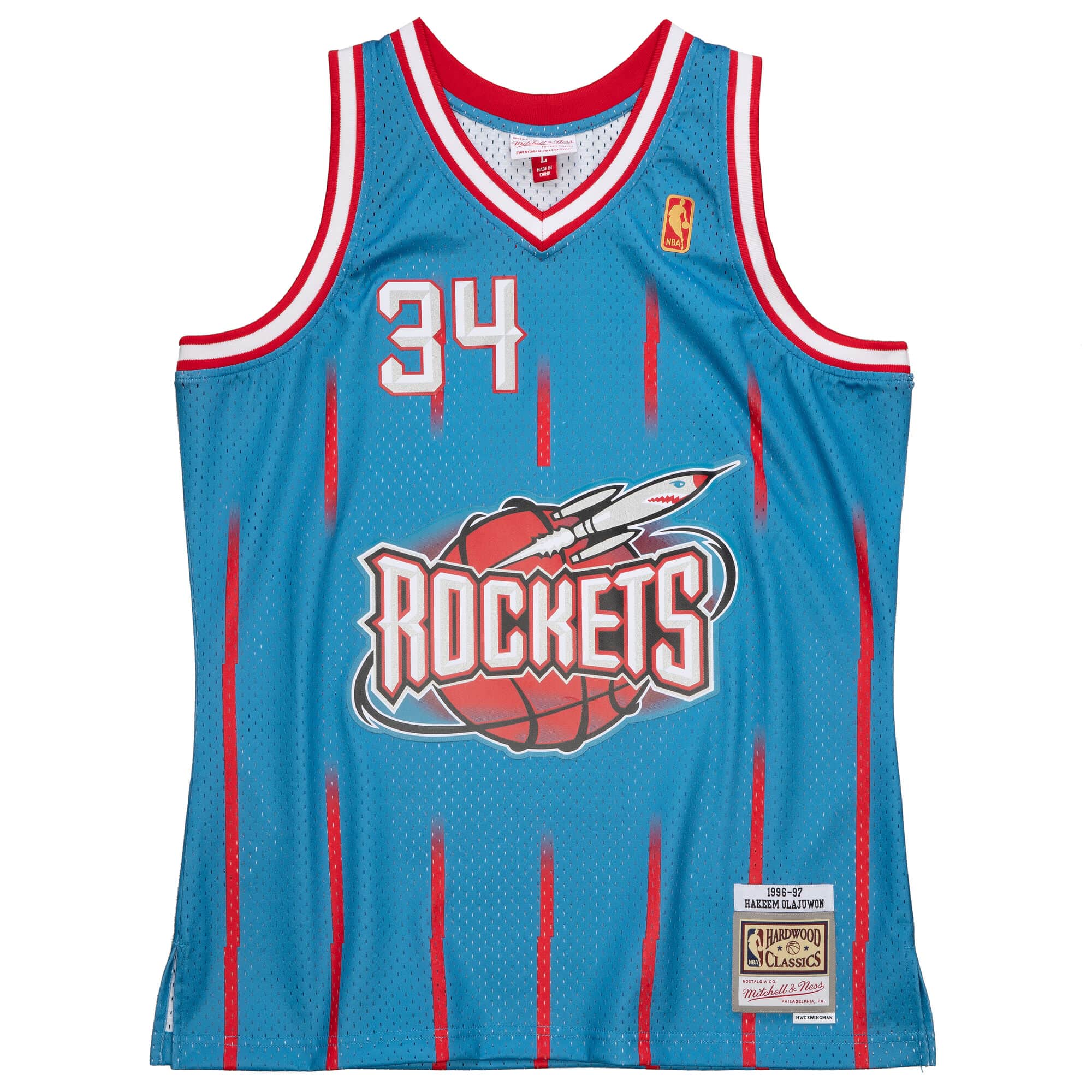 Houston Rockets 1996-97 Hakeem Olajuwon Mitchell & Ness Blue