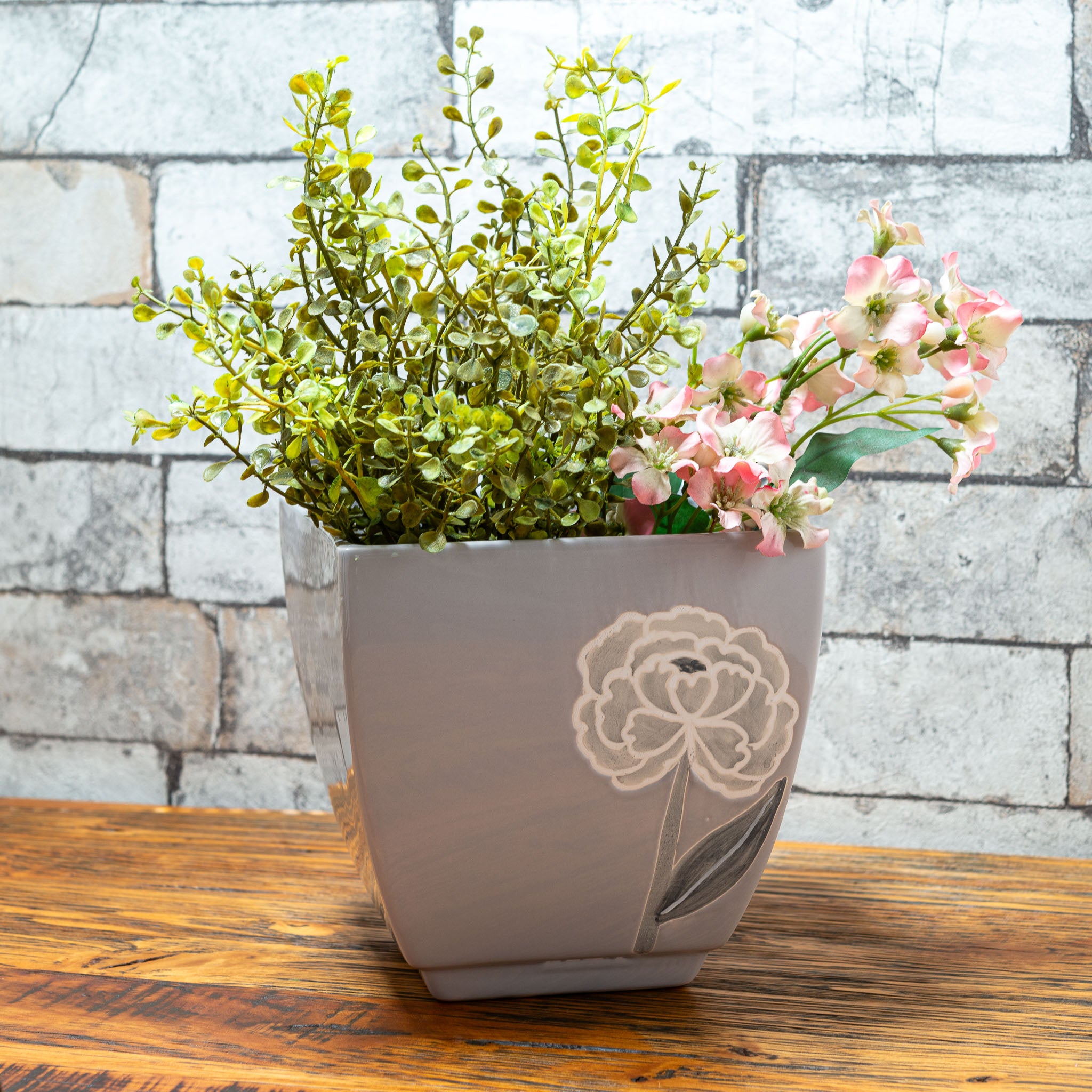 ガーデニング雑貨 ポルトガル製 陶器 ローズグレー プランター 鉢