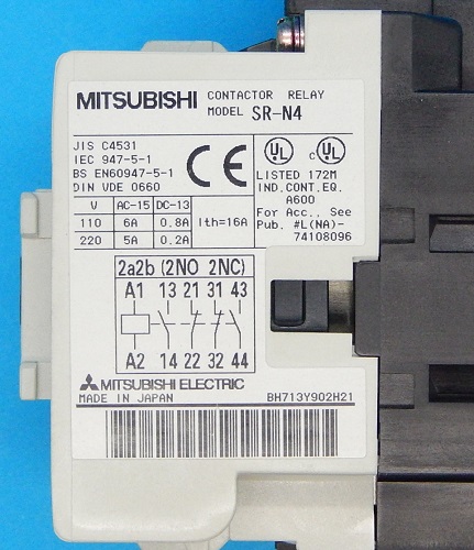 SR-N4 AC200V 2a2b コンタクタ形電磁継電器 三菱電機 ランクS中古品