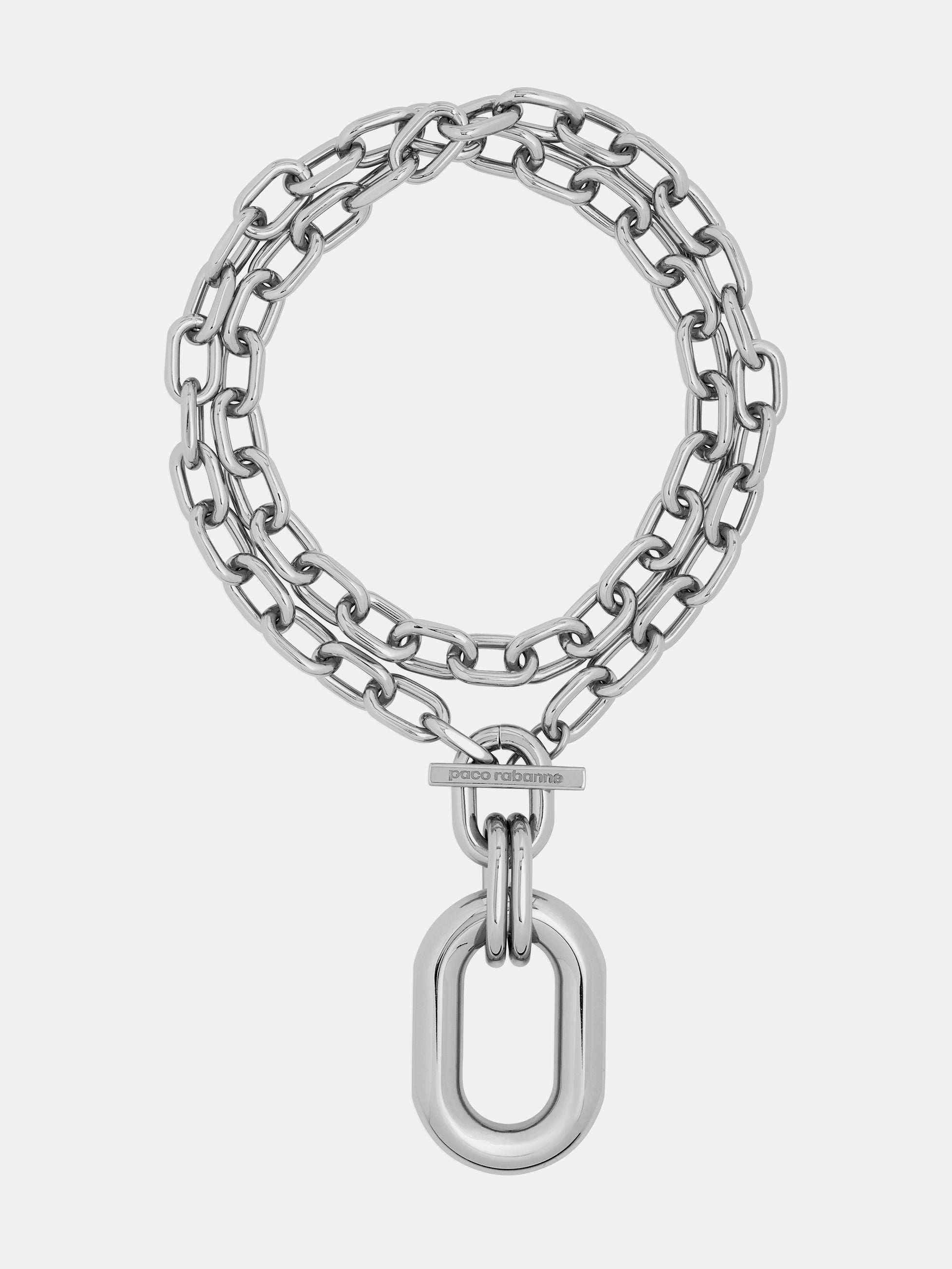Silver double XL Link necklace with pendant – Rabanne