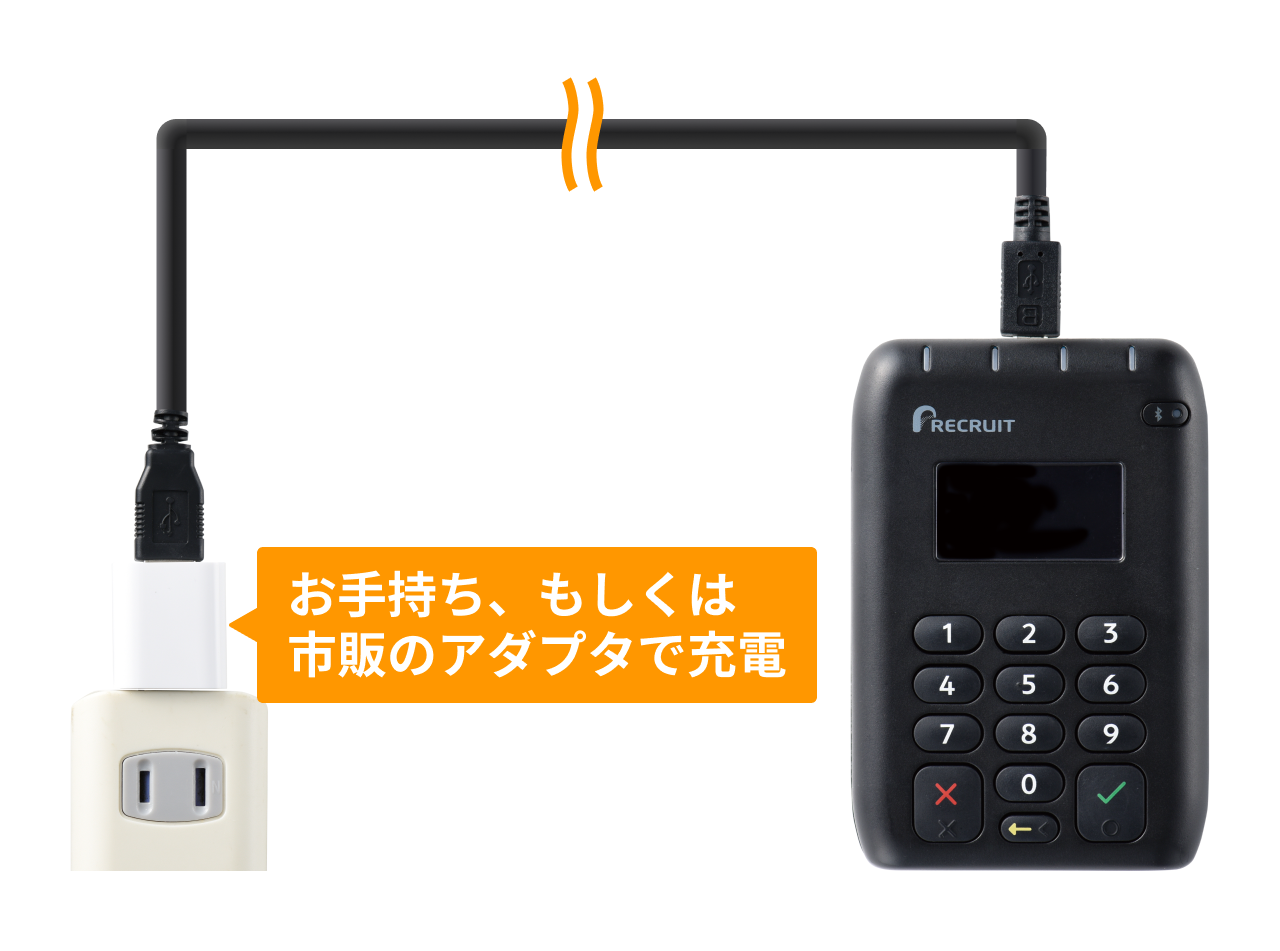 カードリーダーのディスプレイに「Charge Battery」、「Low Battery