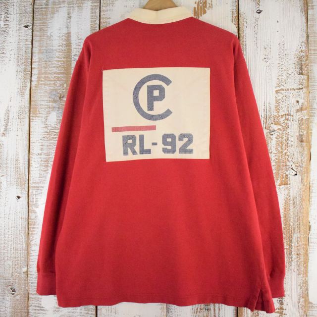 90年代 ポロラルフローレン ラグビー シャツ 赤 レッド｜ヴィテージ