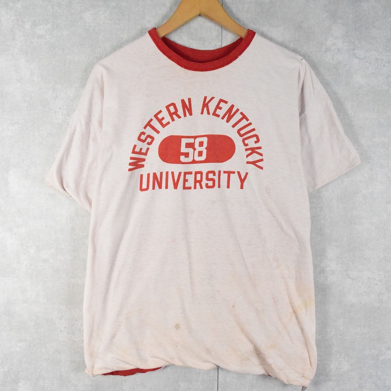 70年代 70s チャンピオン アメリカ製 カレッジ 白 ホワイト 赤 レッド