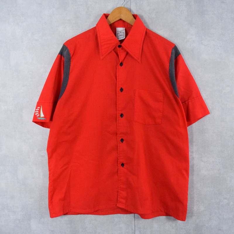 70年代 80年代 70s 80s 半袖シャツ 赤 黒 ツートーン ツートン