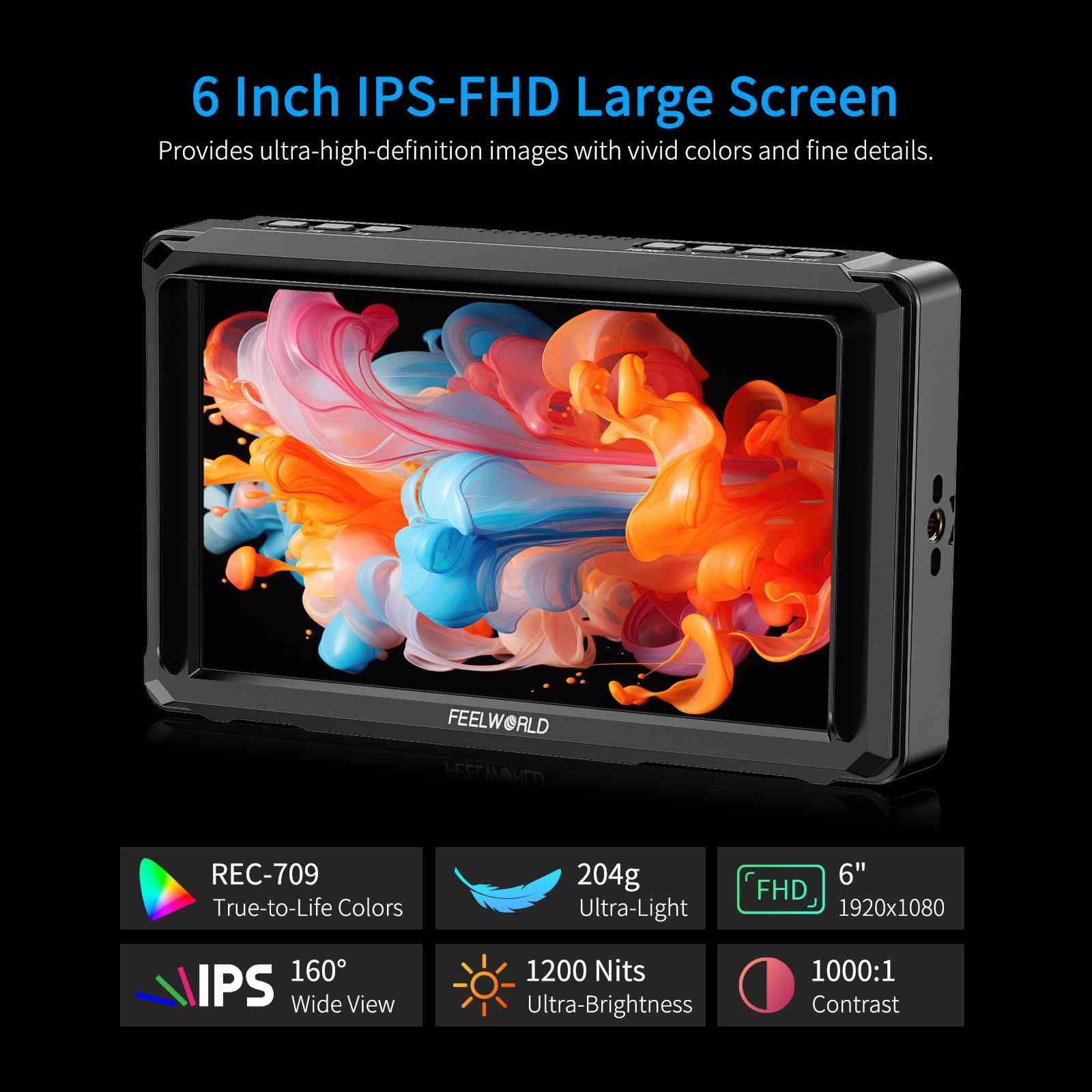 FEELWORLD FW568 PRO 6インチ 1200nit 高輝度 カメラ DSLR モニター 4K