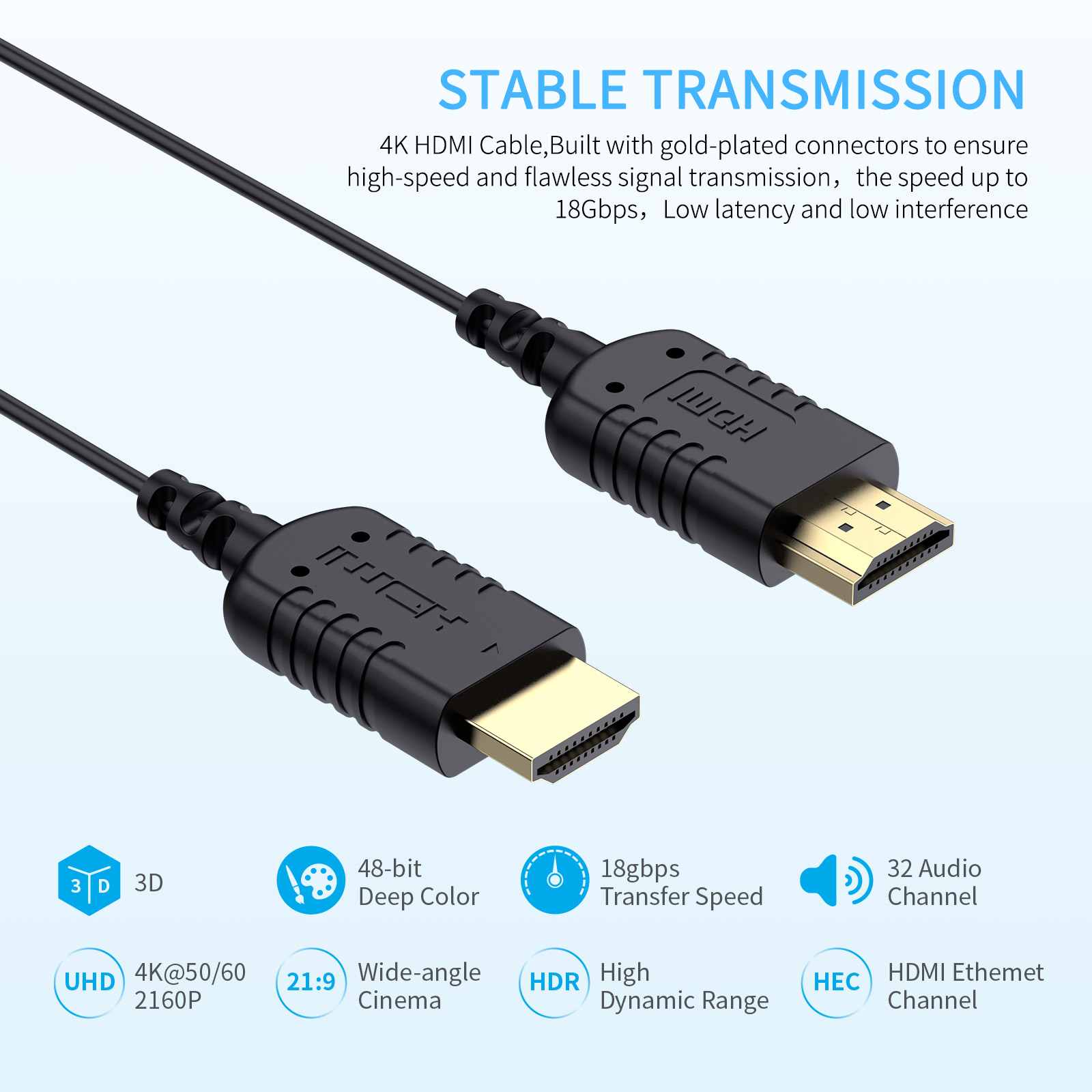 FEELWORLD 超薄型 4K HDMI - HDMI ケーブル 3FT – フィールワールド