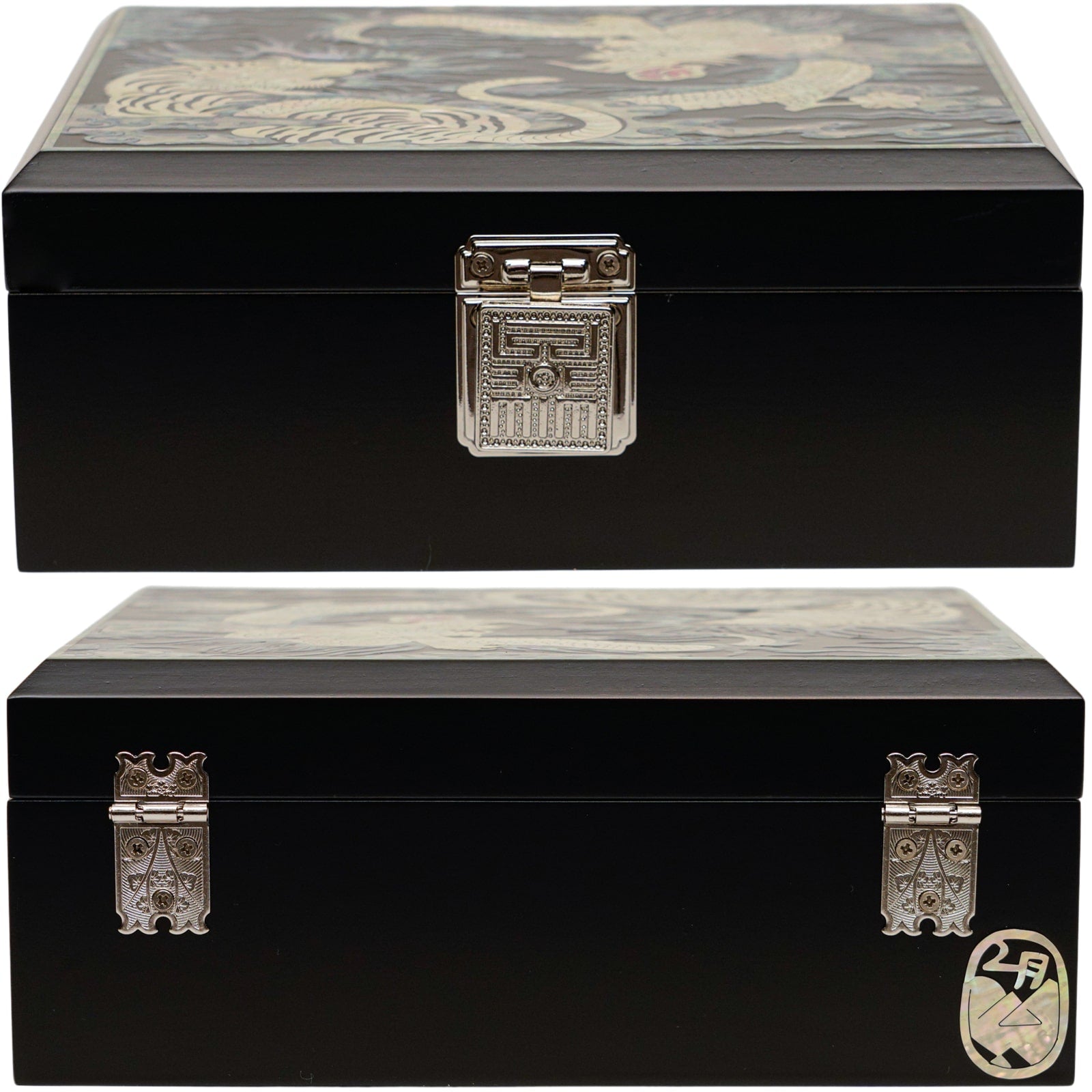 Traditional Korean Jewelry Box with Tiger & Dragon Inlay – Mother