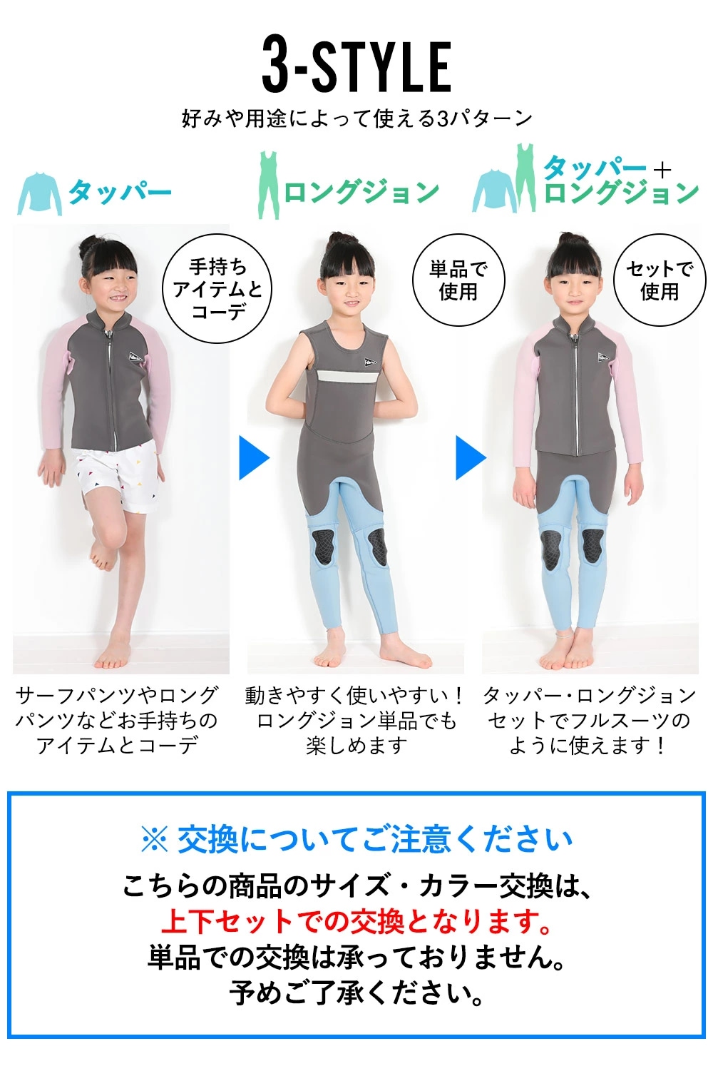 FELLOW キッズ ロングジョン＆タッパーセット 2mm 110～160 全2色