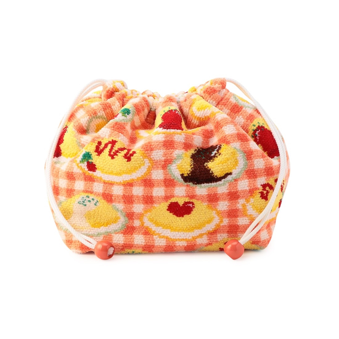 ハッピーオムライス マチ付き巾着 L/HOR-243072(アプリコット