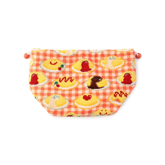 ハッピーオムライス マチ付き巾着 L/HOR-243072(アプリコット