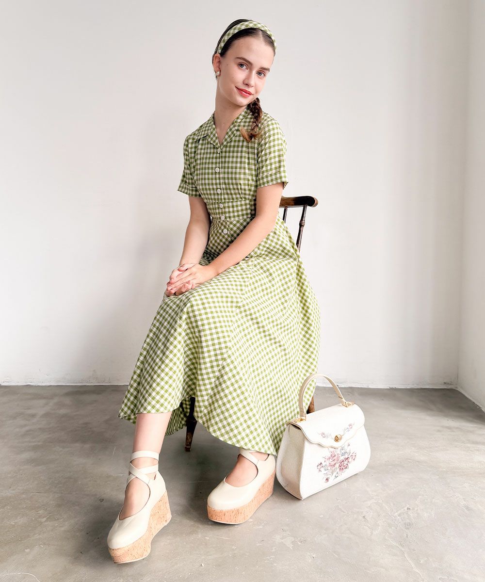 レトロギンガム開衿ワンピース/an another angelus [57BE03h005] | F