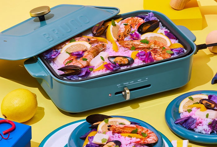 コンパクトホットプレートのレシピ ピンクパエリア | ブルーノ（BRUNO