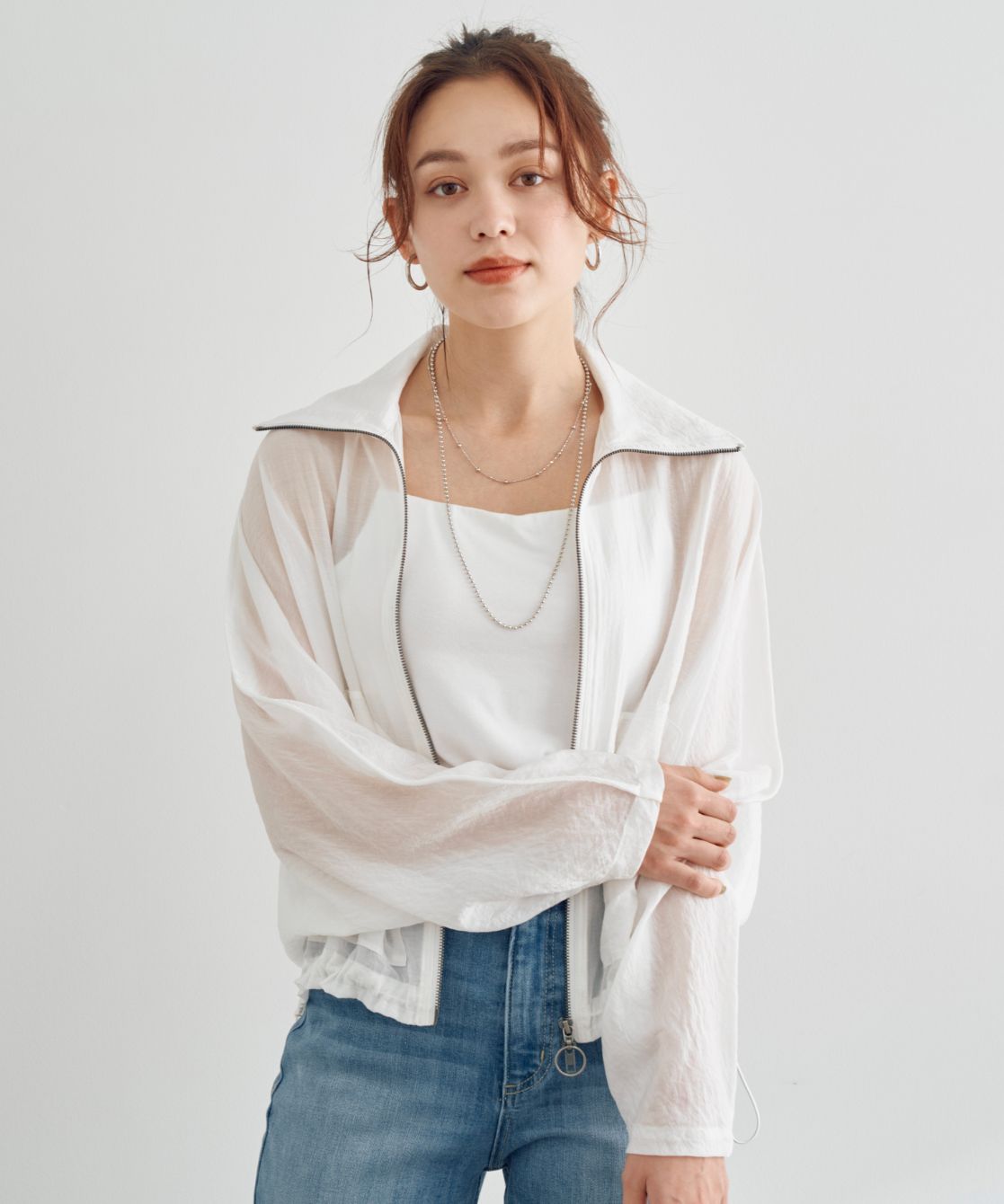 衿付きシアーZIPブルゾン｜Stola.（ストラ）公式通販サイト