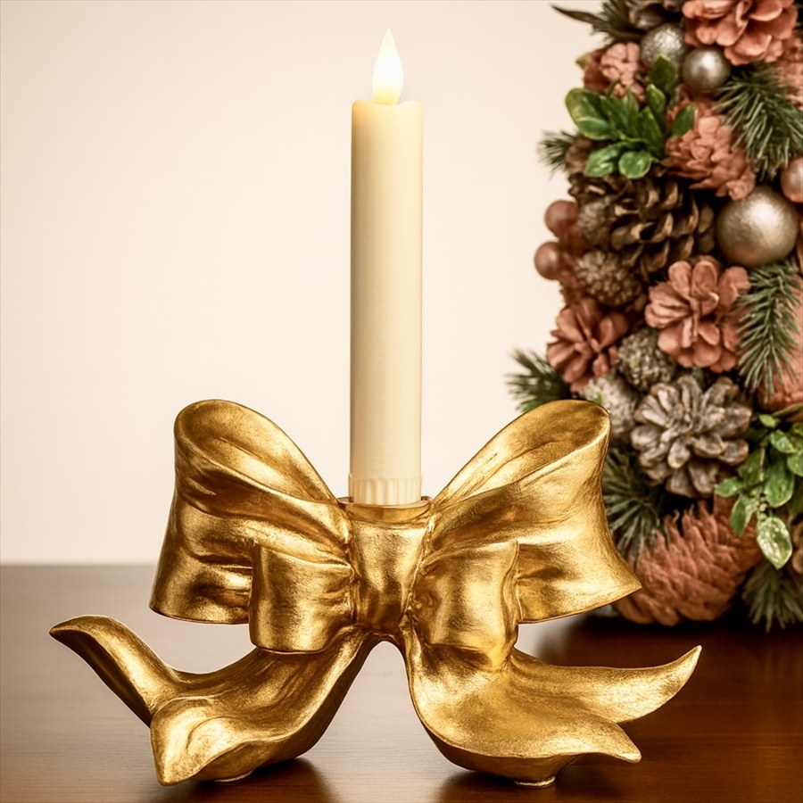ゴールドリボンモチーフ クリスマス キャンドルスタンド | 輸入