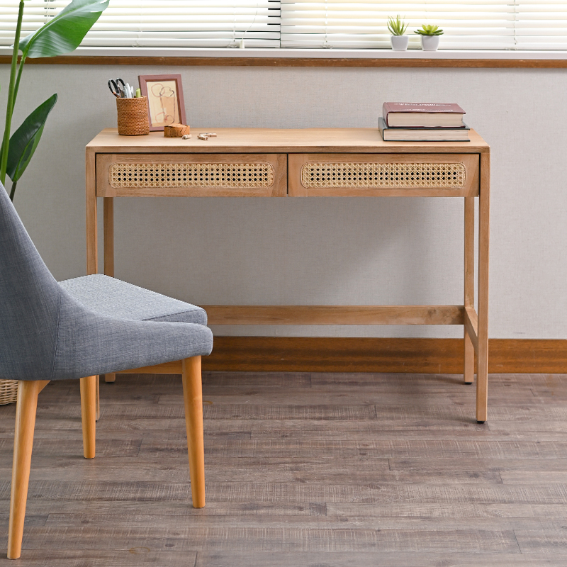 T488XP ラタン×チーク無垢材 KAGOME コンソールデスク 100cm幅 | 【SR
