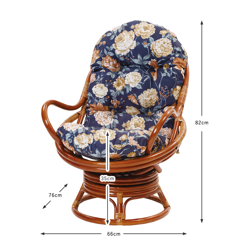 C2991HRA 籐回転椅子 ハイタイプ クッション A柄 | 【SR-net