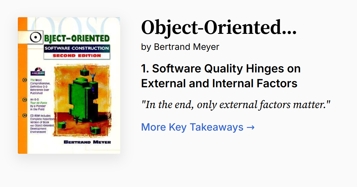 Object-Oriented Software Construction | Summary, Audio, Quotes, FAQ