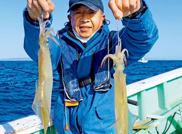 大洗港の浅場で乗り活発！ヤリイカの船上干しも楽しみ