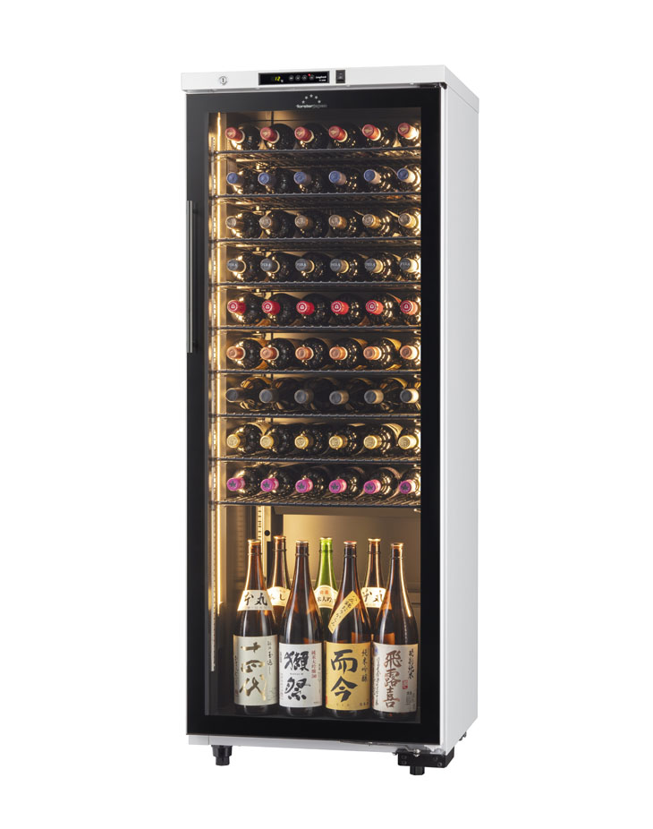 ST-209G(WH) ロングフレッシュ セラー [ガラス扉/右開き/74本収納