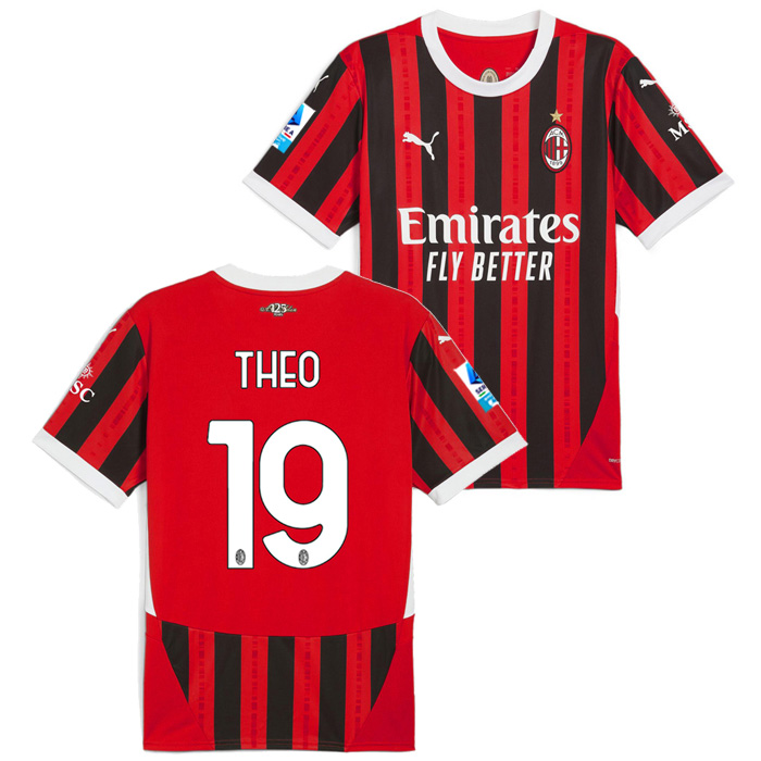 ACミラン 24-25 ホーム 半袖 ユニフォーム No.19 テオ・エルナンデス+