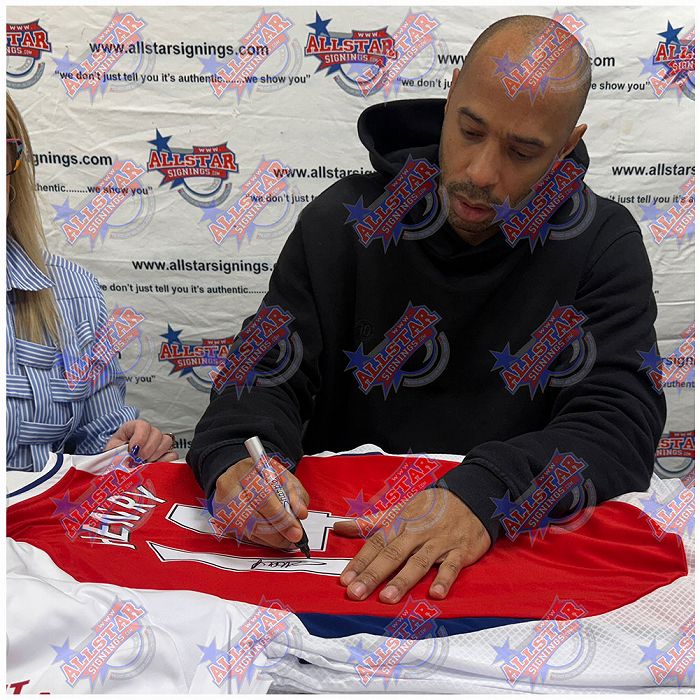 ベルカンプ＆アンリ 直筆サイン入りユニフォーム(アーセナル)＆フォト