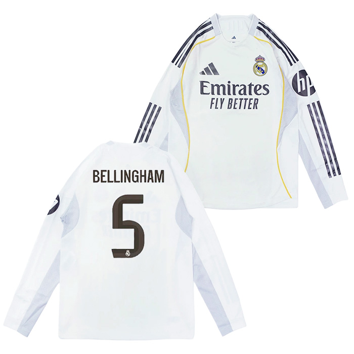 レアルマドリード 25-26 ホーム 長袖 オーセンティック ユニフォーム