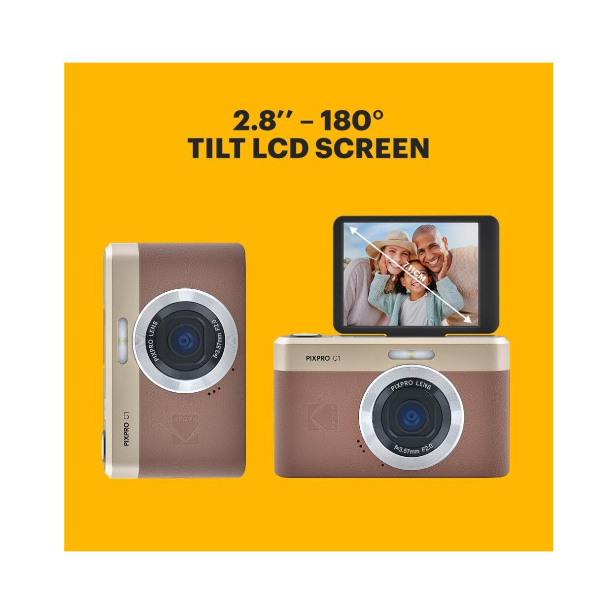 KODAK PIXPRO C1 13MP Digital Camera (Brown) with MicroSD Card and