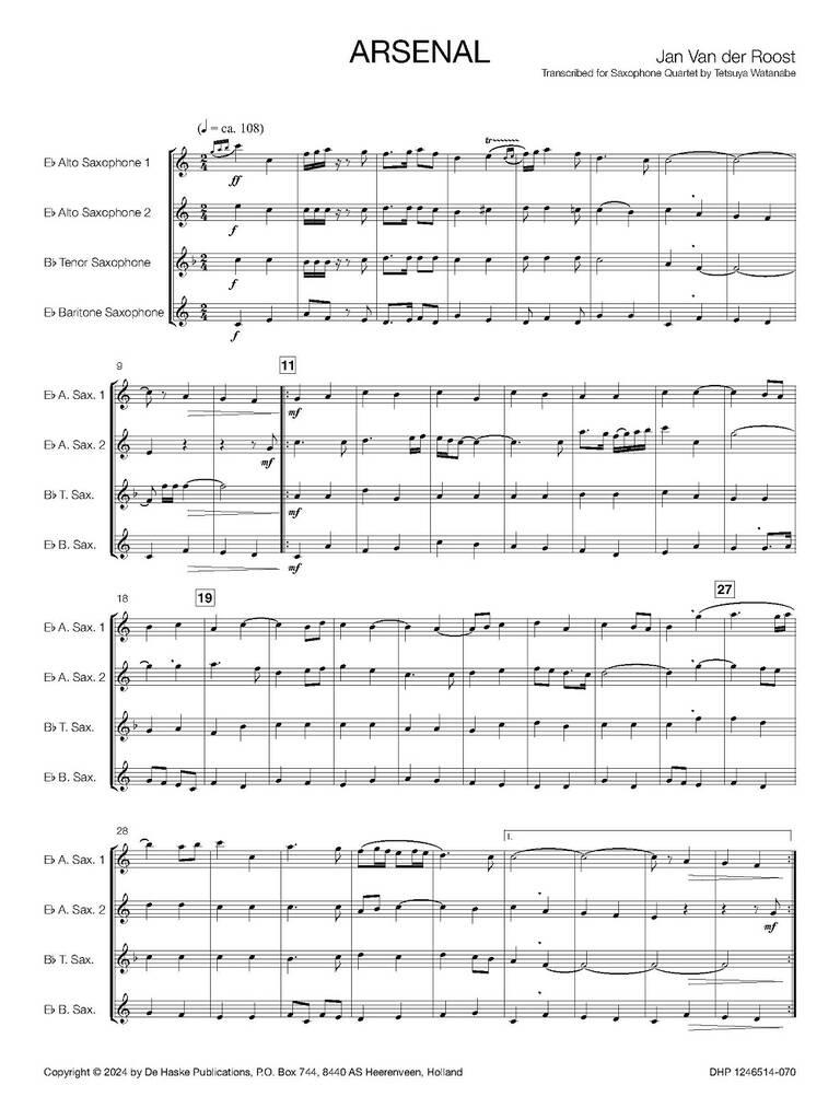 コンサートマーチ「アルセナール」：ヤン・ファン・デル・ロースト arr